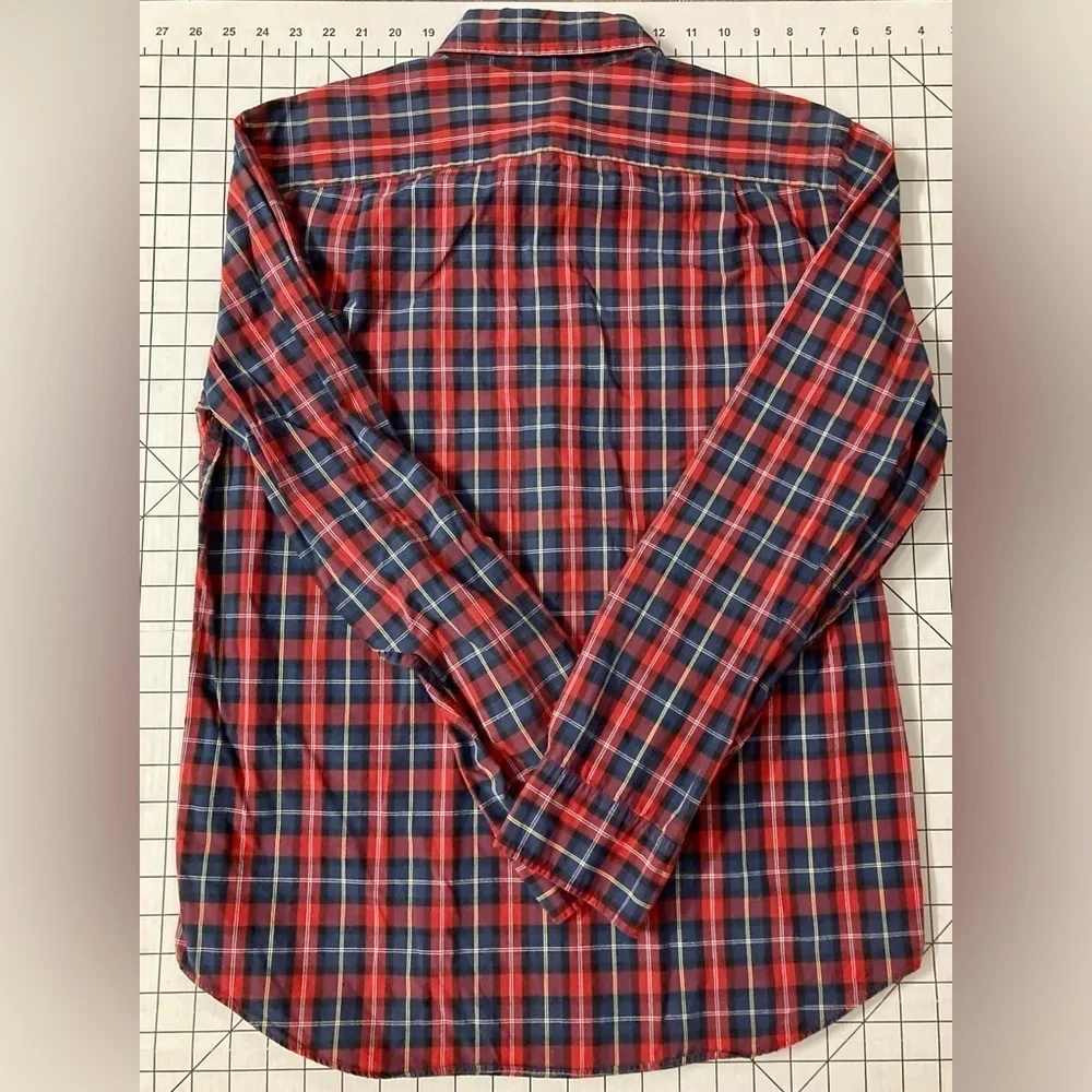 J. Crew Men’s Size Medium Red/Blue Plaid Button Down‎ Shirt